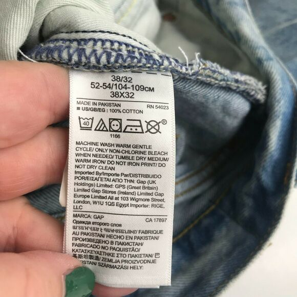 GAP Jeans Mens 38*32 Easy Fit Button Fly Tapered Leg Stone Wash Cotton AS IS - Picture 7 of 12